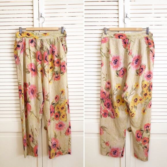 Day Space Night Floral Silk Pants One Size - Picture 1 of 7